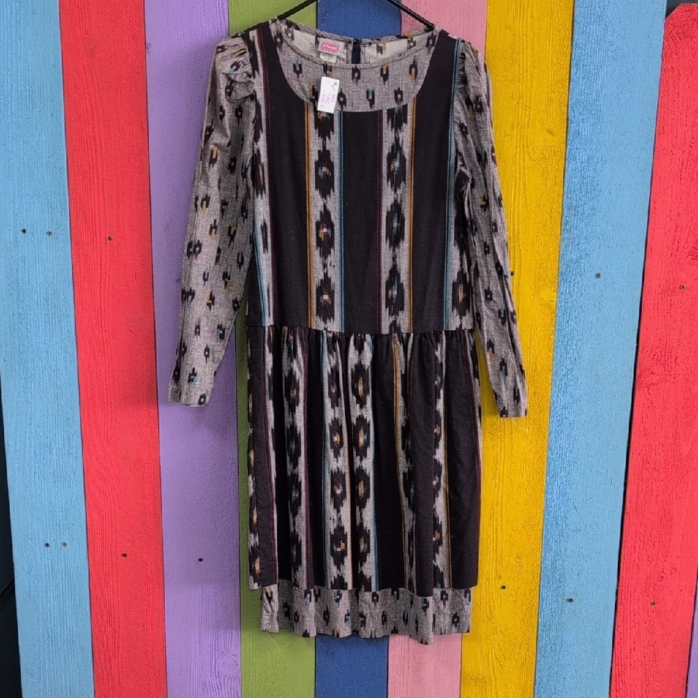 Vintage 70s JCPenney Black and Gray Casual Dress